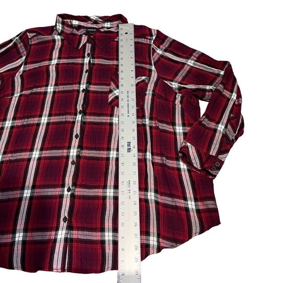 Torrid Shirt Womens 4XL Red Lizzie Twill Plaid Button Up Lumberjack Plus Size‎ 4 - Picture 2 of 12